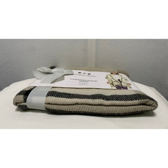 NEW Three Dots Cashmere Blend Wrap With Fringe Detail One Size Fits All - Picture 5 of 11